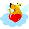 Valentine`s Day dog character. Dog in cupid fancy costume