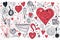 Valentine\\\'s day doodle seamless pattern