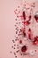 Valentine`s day drinks glasses with red heart confetti