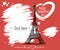 Valentine`s Day. Eiffel Tower and grunge banner