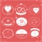 Valentine`s Day emblems, labels and badges set
