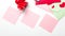 Valentine`s Day. An envelopes and blank sheet. Writing a love letter.Message.Top view.Valentine concept. White background