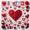 Valentine\\\'s Day Festive Pattern with Mixed Paper and Knitted Hearts, Greeting Card Template. Generative ai for illustrations