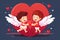 Valentine\\\'s Day Flat Style Cupid and Heart Vector for Romantic Design