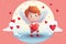 Valentine\\\'s Day Flat Style Cupid and Heart Vector for Romantic Design