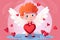 Valentine\\\'s Day Flat Style Cupid and Heart Vector for Romantic Design