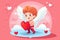 Valentine\\\'s Day Flat Style Cupid and Heart Vector for Romantic Design