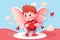 Valentine\\\'s Day Flat Style Cupid and Heart Vector for Romantic Design