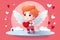 Valentine\\\'s Day Flat Style Cupid and Heart Vector for Romantic Design