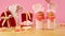 Valentine`s Day freak shakes with heart shaped lollipops and donuts.
