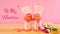 Valentine`s Day freak shakes with heart shaped lollipops and donuts.