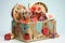 Valentine\\\'s day gift box with hearts. 3D rendering, whimsical gift box, complete with a hidden compartment filled with a