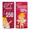 Valentine s Day Gift Voucher Vector. Vertical Coupon. February 14. Valentine Cupid And Gifts. Shopping Advertisement