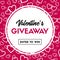 Valentine`s Day giveaway card. Vector banner template for online holiday contest