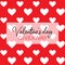 Valentine`s day giveaway template with white hearts on the red background and text at the center