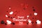 Valentine`s day glow concept red background with red .Cupid and red hearts