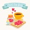 Valentine\'s Day greeting card design with romantic breakfast