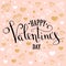 Valentine`s Day greeting card with geometric form diamond. Calligraphic pen inscription on a pink background with jewels