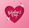 Valentine`s Day greeting card with hand drawn lettering in red heart with little hearts. - Vector