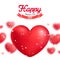 Valentine\'s day greeting card, red realistic hearts