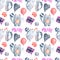 Valentine`s Day greeting card template, seamless pattern