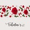 Valentine`s day greeting card templates with realistic of beautiful rose .