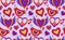 Valentine's Day groovy retro 70s seamless pattern. Love and peace endless texture. Backdrop. vector illustration