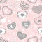 Valentine`s Day hand drawn seamless pattern of cute hearts shape with stars, moon, text. Romantic doodle sketch vector. Decorativ