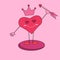 Valentine`s Day. The heart holds an arrow in its hands. Celebrating Valentine`s Day.