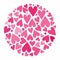 Valentine\\\'s Day Hearts in pink colour background pattern .