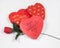 Valentine`s Day Hearts with Red Silk Rose