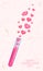 Valentine\\\'s Day illustration. Pink hearts flying out of a test tube