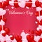 Valentine`s day invitational as red board with pearl pink border