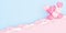 Valentine\\\'s day, love concept background, 3D illustration of pink heart shaped balloons bouquet floating in the sky