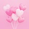 Valentine\\\'s day, love concept background, pink and white 3d heart shaped balloons bouquet