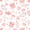 Valentine's day. love concept cute vector illustration seamless pattern with hearts, love, flowers, envelope, arrows