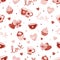 Valentine s day. love concept cute vector illustration seamless pattern with hearts, love, flowers, envelope, arrows