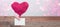 Valentine`s Day Love Wedding Birthday background banner greeting card - Pink balloon heart and white paper note with the words: I