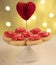 Valentine\\\'s day mini red and pink cookies display with white and light background