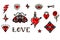 Valentine's Day old school set. Vector illustration for Valentine's Day Design, stickers, tattoos