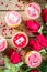 Valentine`s day pink and red cupcakes