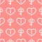 Valentine`s day pink seamless pattern, hearts and keys.