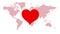 Valentine`s day on the planet. Love throughout the Earth. Hearts fly from all over the world