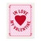 Valentine s day postage stamp, for postcard, mail envelope. Heart, In Love My Valentine, retro, vintage, vector