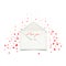 Valentine\'s day postcard with white envelope, love letter illustration