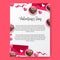 Valentine`s day poster banner template with sweet cake cupcake love heart with love letter envelope frame