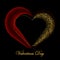 Valentine s day, poster design element, valentines card with small golden dust in the shape of a heart