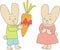 Valentine\'s day. Rabbits with carrot