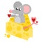 Valentine`s Day. Rat stuck in cheese and found a heart