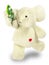 Valentine`s Day, red heart, white plush elephant, green branch